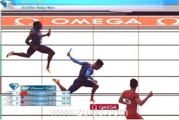 2017国际田径钻石联赛中国男子4X100米战胜美国队夺冠