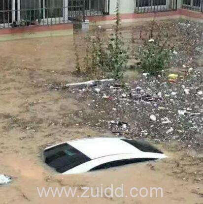 陕西榆林绥德暴雨引发水灾 汽车被大水淹没