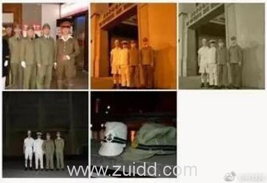 4名男子身着日军的军服的精日在上海四行仓库拍照
