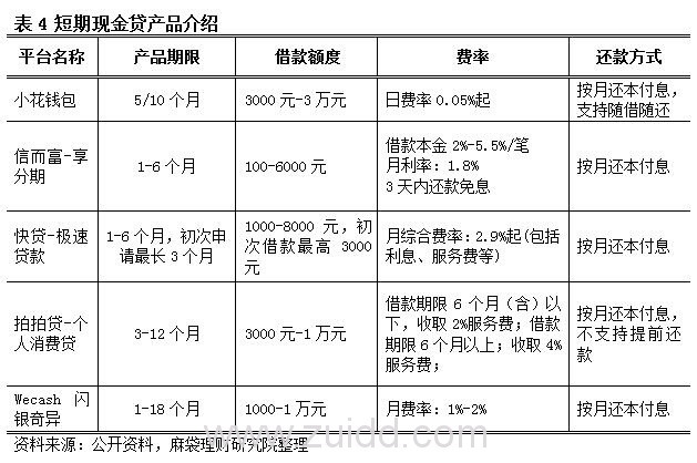 短期现金贷产品介绍